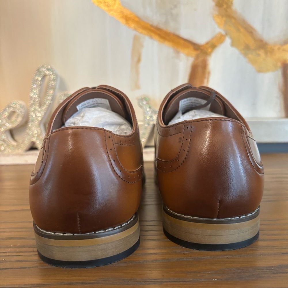 NWOT Stacy Adam’s Classic Brown Faux Leather Oxford Dress Shoes-size 6.5 - Picture 5 of 15